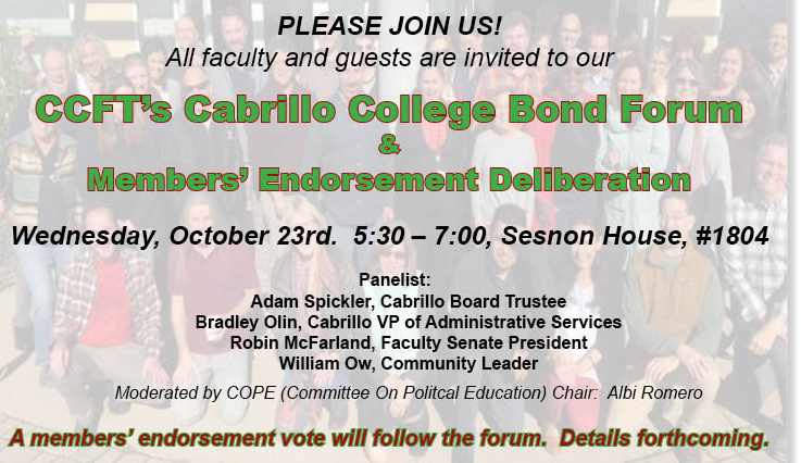 CCFT’s Cabrillo College Bond Forum & Member’s Endorsement Deliberation