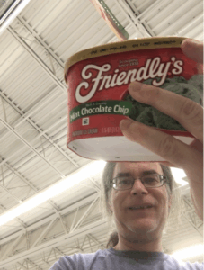 Image of David Sheftman holding Friendly's mint chocolate chip ice cream